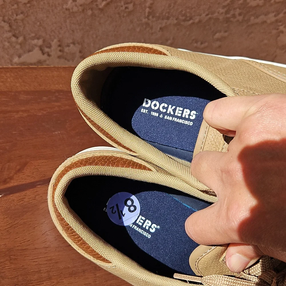 Dockers Tan Faux Leather Lace-up Sneakers Tennis Shoes 8.5 - Picture 8 of 10